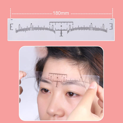 KINGMAS 100 Pack Disposable Eyebrow Rulers, Microblading Adhesive Brow Stickers & Stencil Guide Measuring Tool