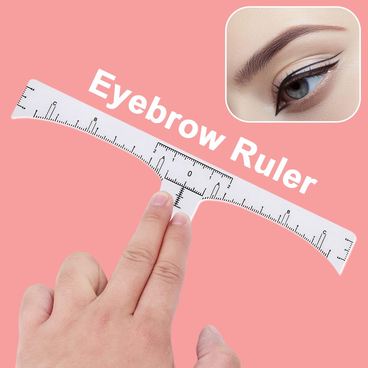 KINGMAS 100 Pack Disposable Eyebrow Rulers, Microblading Adhesive Brow Stickers & Stencil Guide Measuring Tool - görsel 5