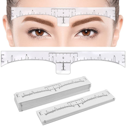 KINGMAS 100 Pack Disposable Eyebrow Rulers, Microblading Adhesive Brow Stickers & Stencil Guide Measuring Tool