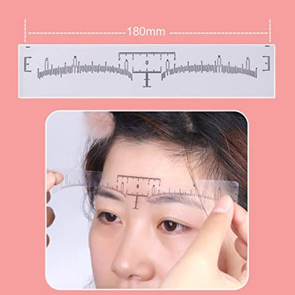 KINGMAS 100 Pack Disposable Eyebrow Rulers, Microblading Adhesive Brow Stickers & Stencil Guide Measuring Tool