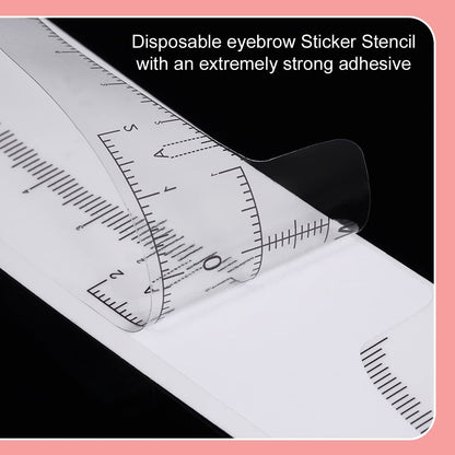 KINGMAS 100 Pack Disposable Eyebrow Rulers, Microblading Adhesive Brow Stickers & Stencil Guide Measuring Tool