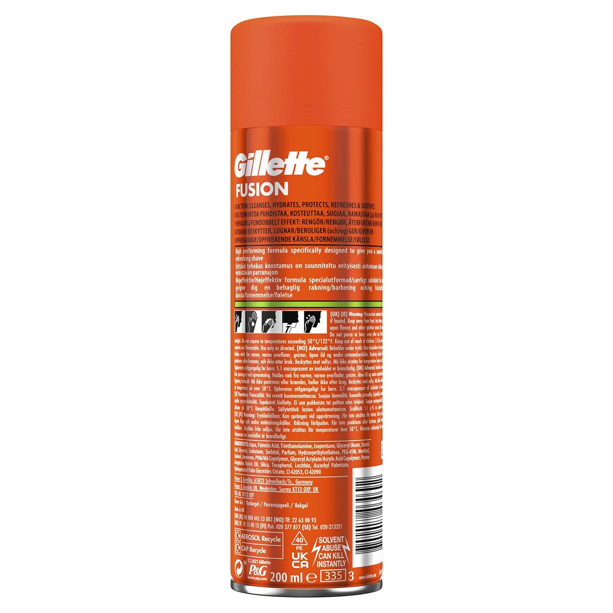 Gillette Fusion5 Ultra Sensitive Men's Shaving Gel 200 ml – Soothing Shave for Sensitive Skin Avelisse