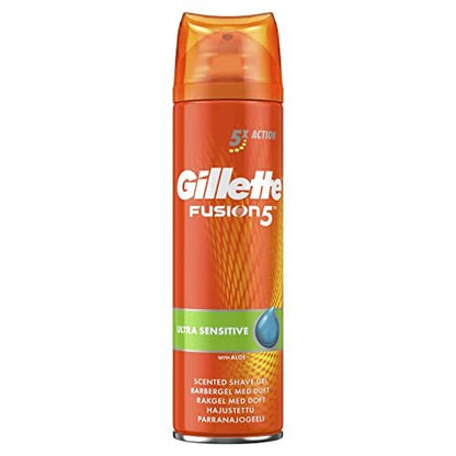 Gillette Fusion5 Ultra Sensitive Men's Shaving Gel 200 ml – Soothing Shave for Sensitive Skin Avelisse