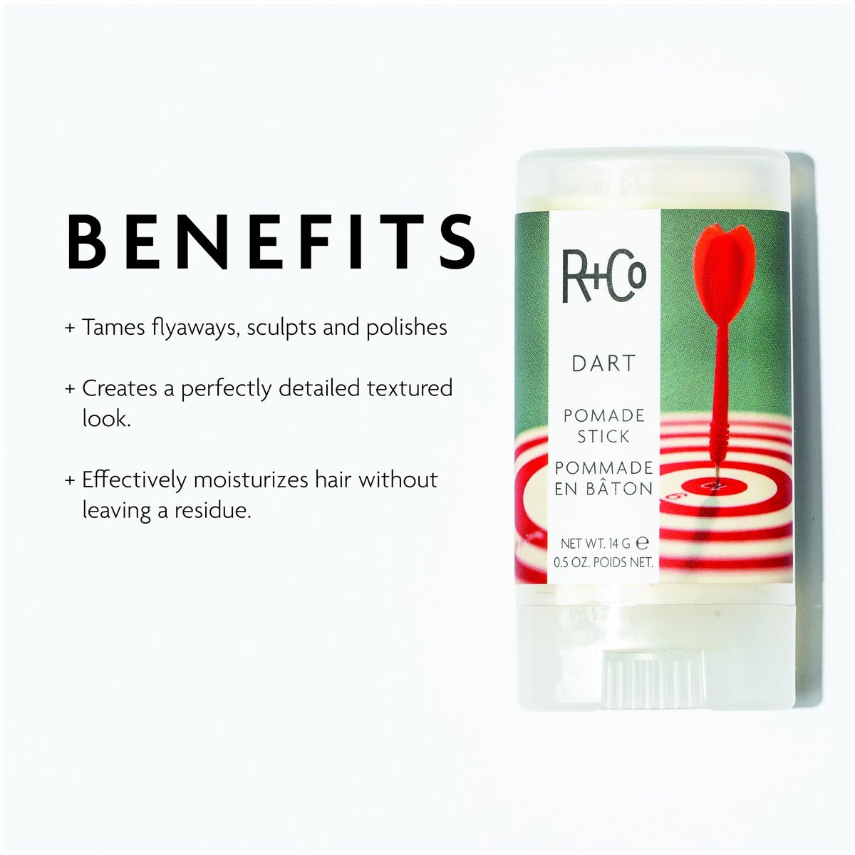 R+Co Dart Hair Wax Stick – Tame Flyaways, Sculpt & Polish with Long-Lasting Texture | Vegan & Paraben-Free | 0.5 oz - görsel 3