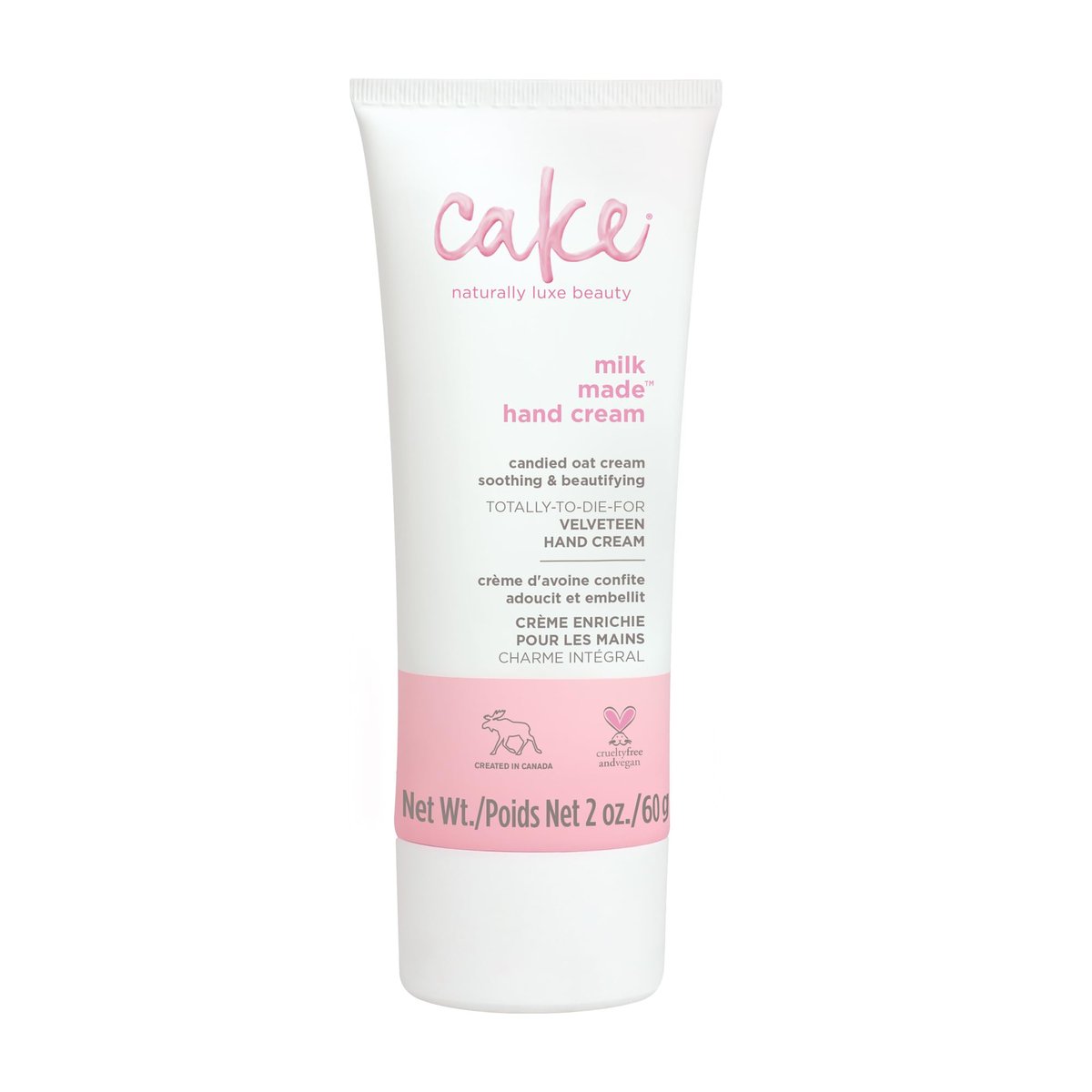 Cake Beauty Velveteen Hand Cream, Milk Made - Soothing & Lightweight Hand Cream with Oat Extract, Marshmallow Root & Shea Butter - Travel Size 60 ml - görsel 1