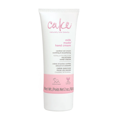 Cake Beauty Velveteen Hand Cream, Milk Made - Soothing & Lightweight Hand Cream with Oat Extract, Marshmallow Root & Shea Butter - Travel Size 60 ml