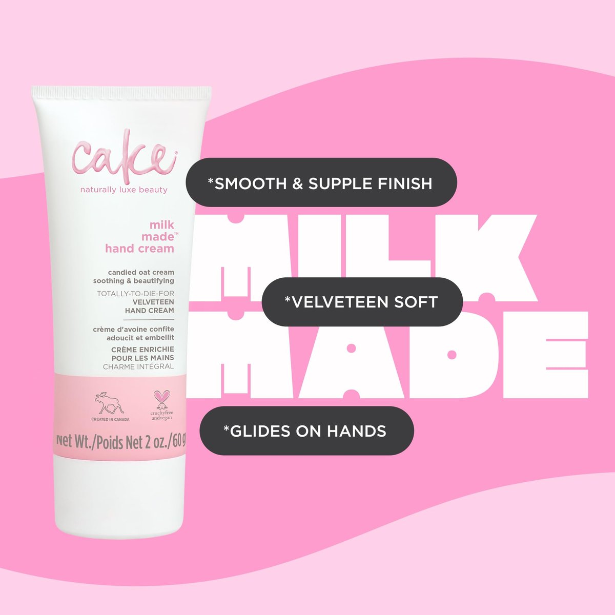 Cake Beauty Velveteen Hand Cream, Milk Made - Soothing & Lightweight Hand Cream with Oat Extract, Marshmallow Root & Shea Butter - Travel Size 60 ml - görsel 9