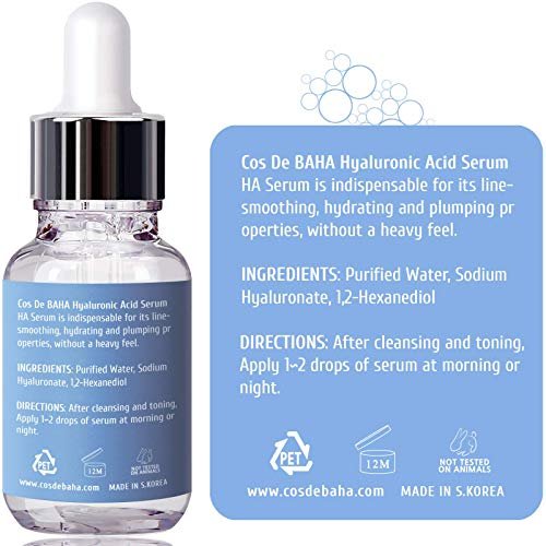 Cos De BAHA Hyaluronic Serum 1 Fl Oz – Pure Sodium Hyaluronate 10,000 ppm Hydrating Face Serum for Dry & Dehydrated Skin – Lightweight Fragrance-Free Korean Skincare Formula (30 ml) - görsel 12