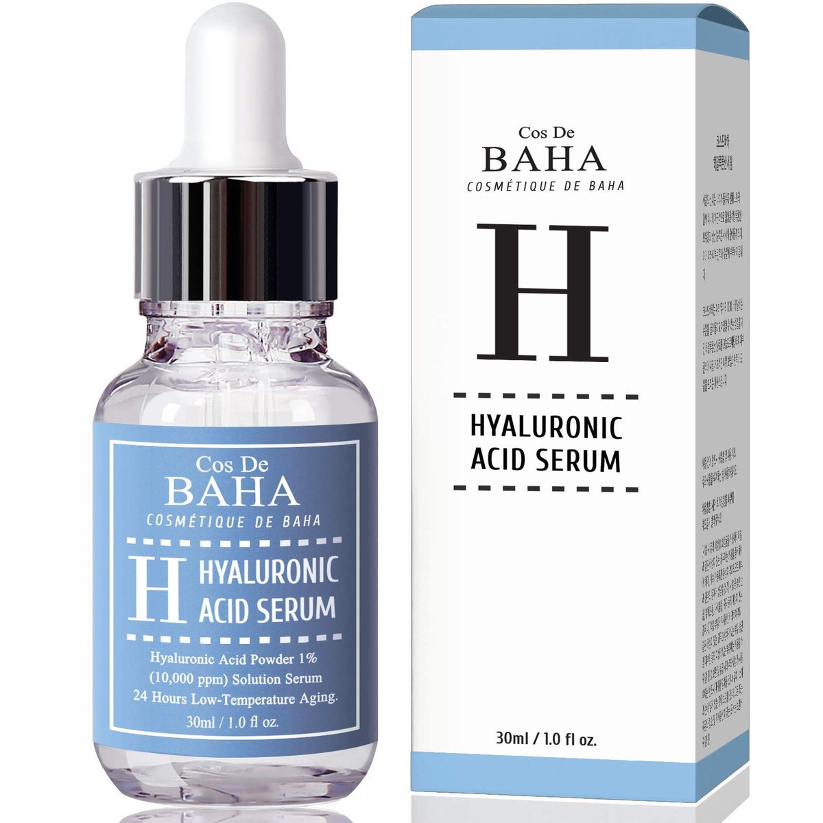 Cos De BAHA Hyaluronic Serum 1 Fl Oz – Pure Sodium Hyaluronate 10,000 ppm Hydrating Face Serum for Dry & Dehydrated Skin – Lightweight Fragrance-Free Korean Skincare Formula (30 ml) - görsel 1