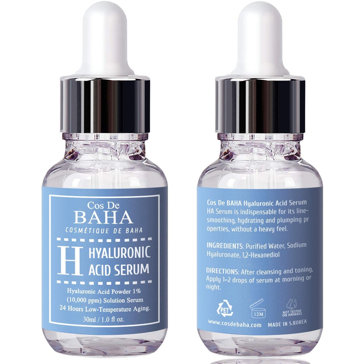 Cos De BAHA Hyaluronic Serum 1 Fl Oz – Pure Sodium Hyaluronate 10,000 ppm Hydrating Face Serum for Dry & Dehydrated Skin – Lightweight Fragrance-Free Korean Skincare Formula (30 ml) - görsel 17