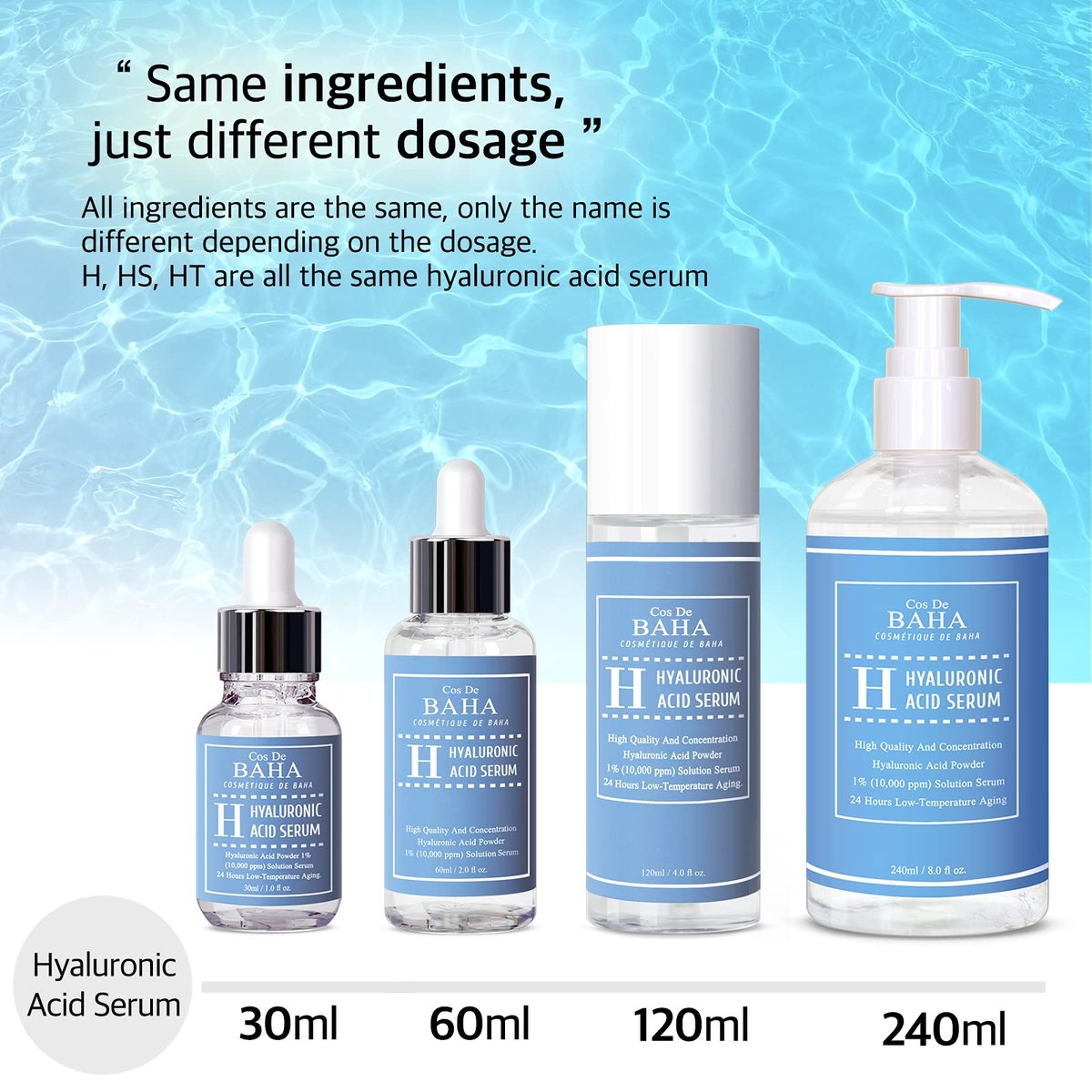 Cos De BAHA Hyaluronic Serum 1 Fl Oz – Pure Sodium Hyaluronate 10,000 ppm Hydrating Face Serum for Dry & Dehydrated Skin – Lightweight Fragrance-Free Korean Skincare Formula (30 ml) - görsel 13