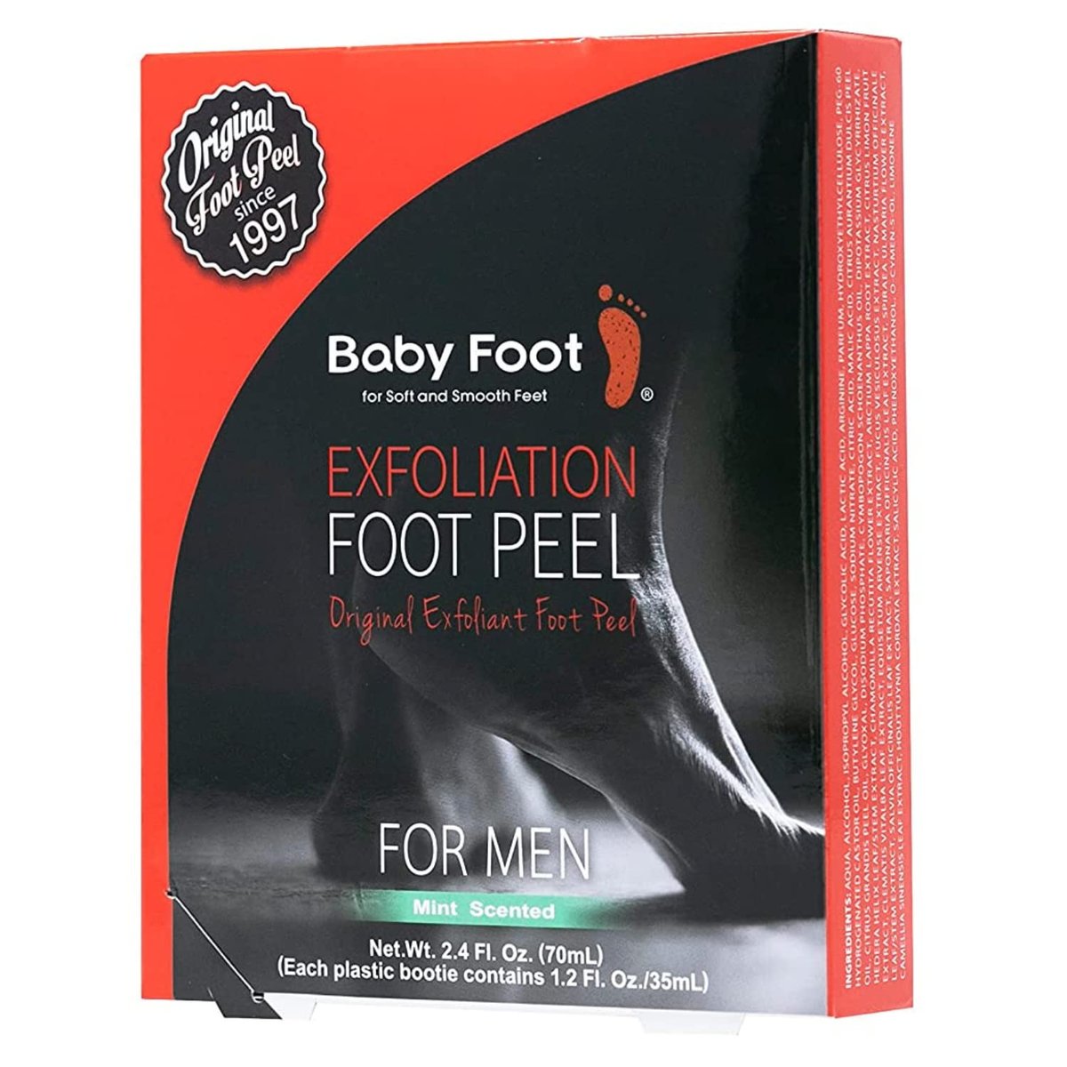 Baby Foot Original Foot Peel Exfoliator for Men – Mint Scented Foot Peel Mask, 2.7 Fl. Oz. Pair - görsel 1