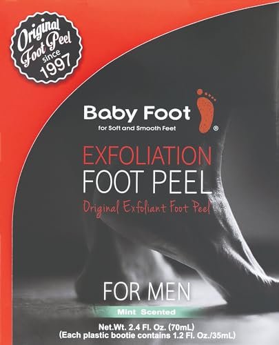 Baby Foot Original Foot Peel Exfoliator for Men – Mint Scented Foot Peel Mask, 2.7 Fl. Oz. Pair