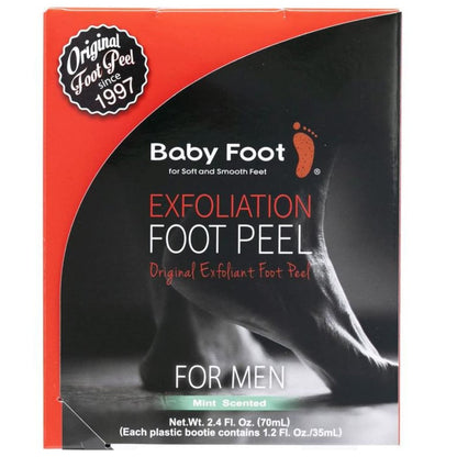 Baby Foot Original Foot Peel Exfoliator for Men – Mint Scented Foot Peel Mask, 2.7 Fl. Oz. Pair