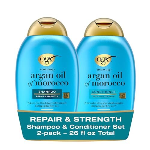 OGX Renewing + Argan Oil of Morocco Shampoo & Conditioner Set – Sulfate-Free Damage Repair for Dry, Damaged Hair, 13 fl oz Each (Pack of 2) Avelisse