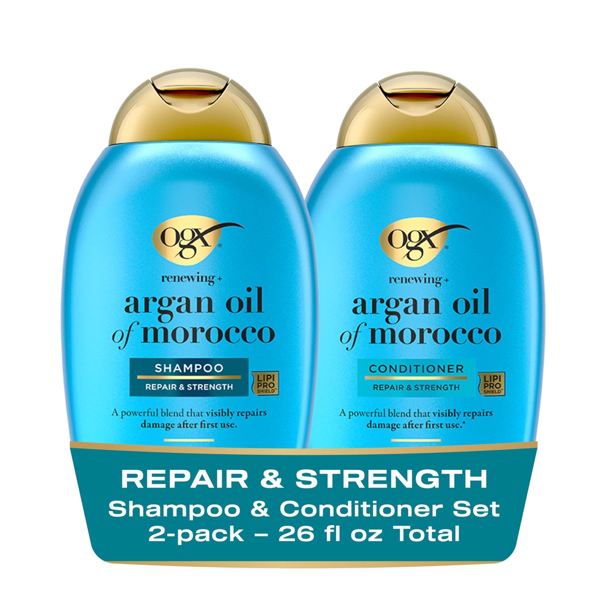 OGX Renewing + Argan Oil of Morocco Shampoo & Conditioner Set – Sulfate-Free Damage Repair for Dry, Damaged Hair, 13 fl oz Each (Pack of 2) Avelisse