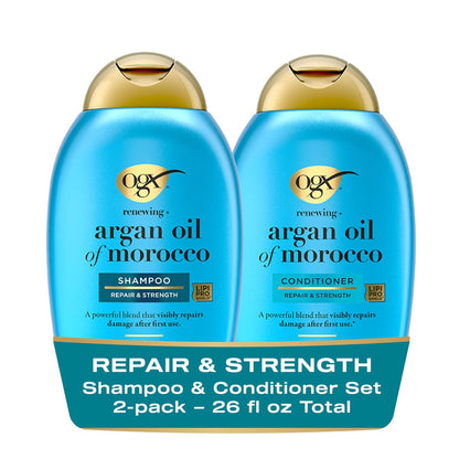 OGX Renewing + Argan Oil of Morocco Shampoo & Conditioner Set – Sulfate-Free Damage Repair for Dry, Damaged Hair, 13 fl oz Each (Pack of 2) Avelisse
