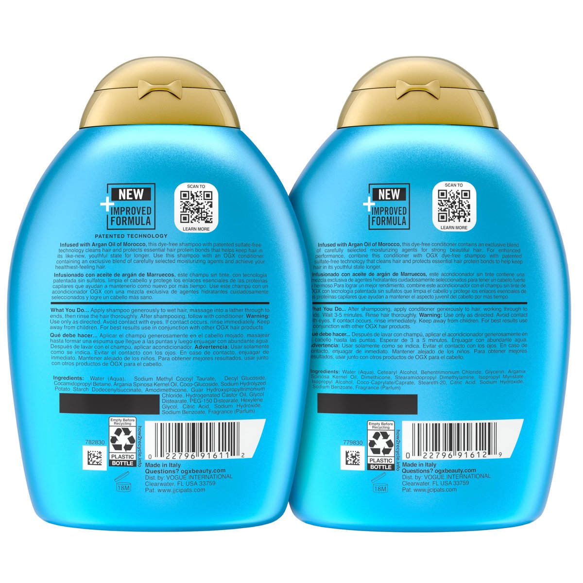 OGX Renewing + Argan Oil of Morocco Shampoo & Conditioner Set – Sulfate-Free Damage Repair for Dry, Damaged Hair, 13 fl oz Each (Pack of 2) Avelisse