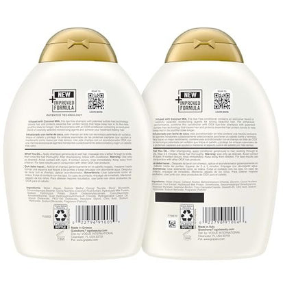 OGX Nourishing + Coconut Milk Sulfate Free Shampoo and Conditioner Set, Hydrates & Softens Hair, 2 x 13 fl oz Avelisse