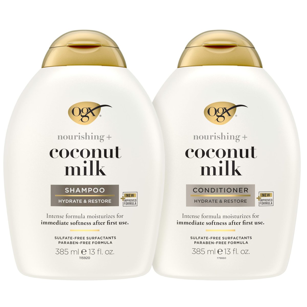 OGX Nourishing + Coconut Milk Sulfate Free Shampoo and Conditioner Set, Hydrates & Softens Hair, 2 x 13 fl oz Avelisse