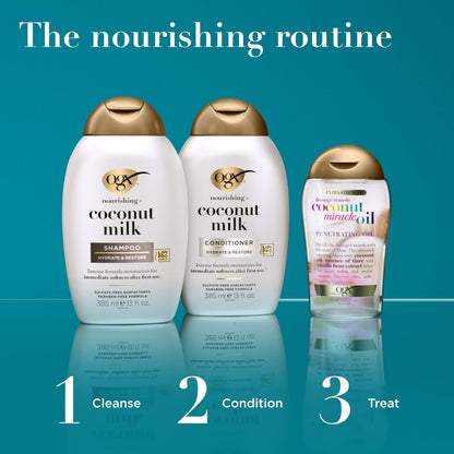 OGX Nourishing + Coconut Milk Sulfate Free Shampoo and Conditioner Set, Hydrates & Softens Hair, 2 x 13 fl oz Avelisse