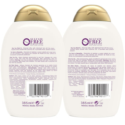 OGX Extra Strength Damage Remedy + Coconut Miracle Oil Shampoo & Conditioner Set for Dry, Frizzy or Coarse Hair - Paraben-Free & Sulfate-Free - 13 Fl Oz (Pack of 2) Avelisse