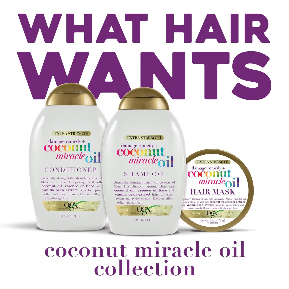 OGX Extra Strength Damage Remedy + Coconut Miracle Oil Shampoo & Conditioner Set for Dry, Frizzy or Coarse Hair - Paraben-Free & Sulfate-Free - 13 Fl Oz (Pack of 2) Avelisse