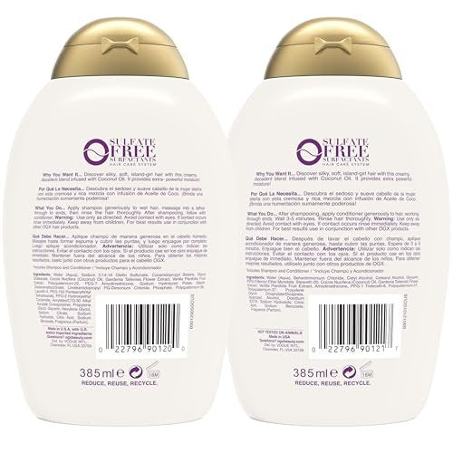 OGX Extra Strength Damage Remedy + Coconut Miracle Oil Shampoo & Conditioner Set for Dry, Frizzy or Coarse Hair - Paraben-Free & Sulfate-Free - 13 Fl Oz (Pack of 2) Avelisse
