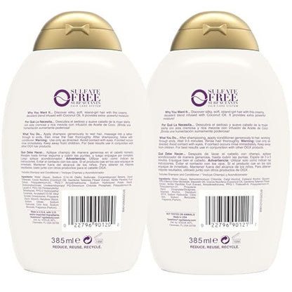 OGX Extra Strength Damage Remedy + Coconut Miracle Oil Shampoo & Conditioner Set for Dry, Frizzy or Coarse Hair - Paraben-Free & Sulfate-Free - 13 Fl Oz (Pack of 2) Avelisse