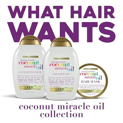 OGX Extra Strength Damage Remedy + Coconut Miracle Oil Shampoo & Conditioner Set for Dry, Frizzy or Coarse Hair - Paraben-Free & Sulfate-Free - 13 Fl Oz (Pack of 2) Avelisse