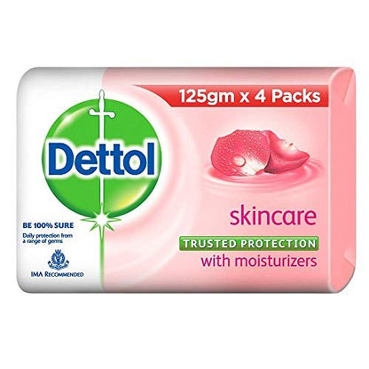 Dettol Skincare Soap, 125g (Pack of 4) – Gentle Cleansing & Germ Protection