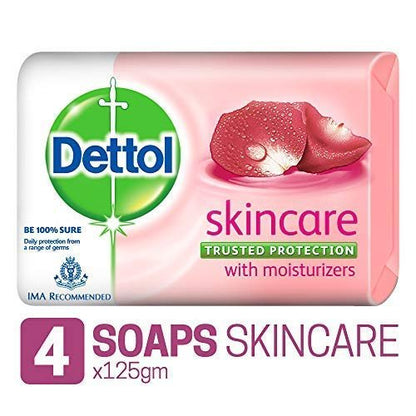 Dettol Skincare Soap, 125g (Pack of 4) – Gentle Cleansing & Germ Protection
