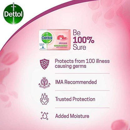 Dettol Skincare Soap, 125g (Pack of 4) – Gentle Cleansing & Germ Protection