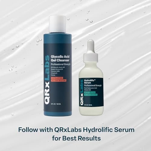 QRxLabs 5% Glycolic Acid Gel Cleanser – Exfoliating AHA Facial Cleanser for Smoother Skin, Oil Control & Pore Care, Helps with Razor Bumps & Ingrown Hairs, Daily Use, 6 Fl Oz Avelisse