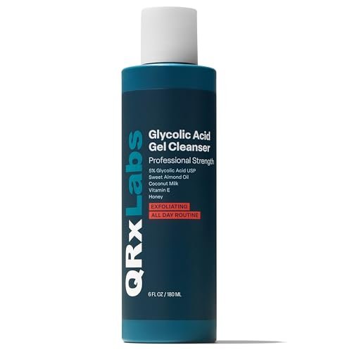QRxLabs 5% Glycolic Acid Gel Cleanser – Exfoliating AHA Facial Cleanser for Smoother Skin, Oil Control & Pore Care, Helps with Razor Bumps & Ingrown Hairs, Daily Use, 6 Fl Oz Avelisse