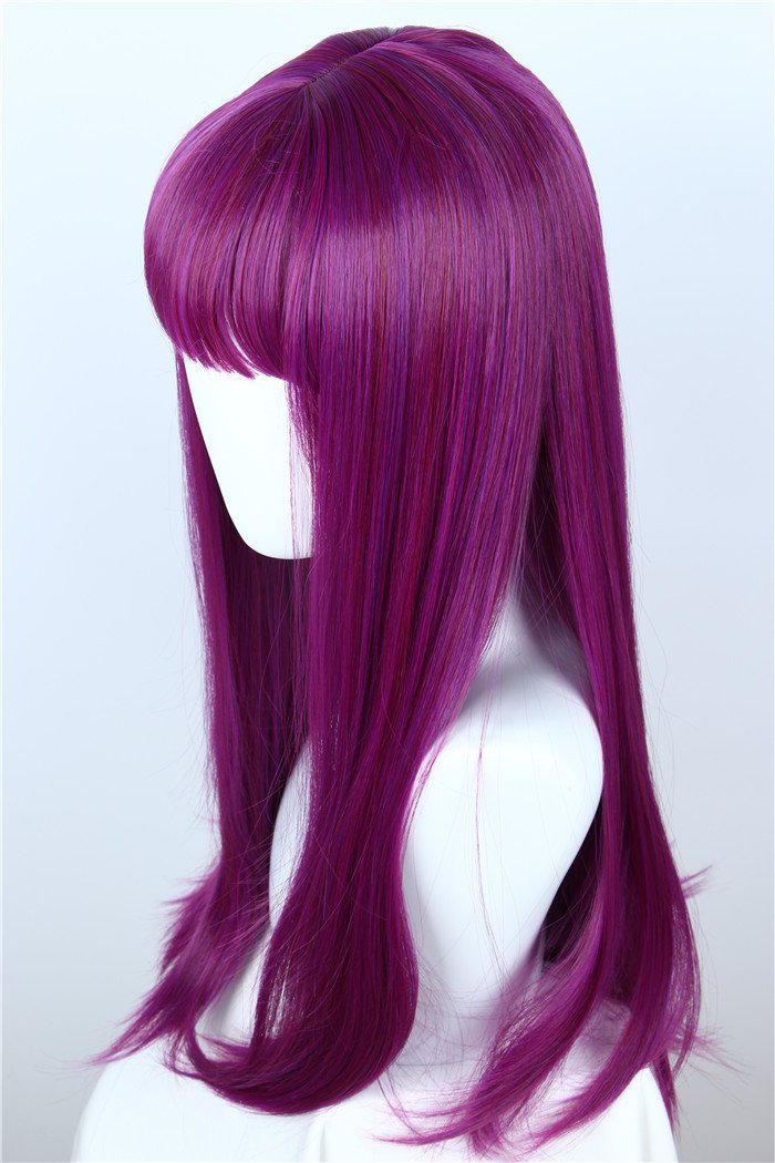Linfairy Women's Long Straight Purple Mal Wig with Bangs – Halloween Costume & Cosplay Wig - görsel 7