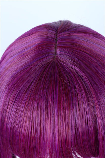 Linfairy Women's Long Straight Purple Mal Wig with Bangs – Halloween Costume & Cosplay Wig