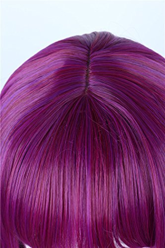 Linfairy Women's Long Straight Purple Mal Wig with Bangs – Halloween Costume & Cosplay Wig - görsel 6