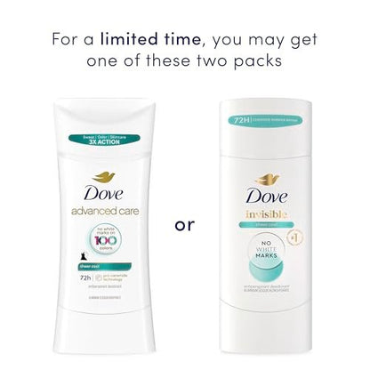 Dove Advanced Care Antiperspirant Deodorant for Women, Sheer Cool, 72-Hour Sweat and Odor Protection, 2.6 oz
