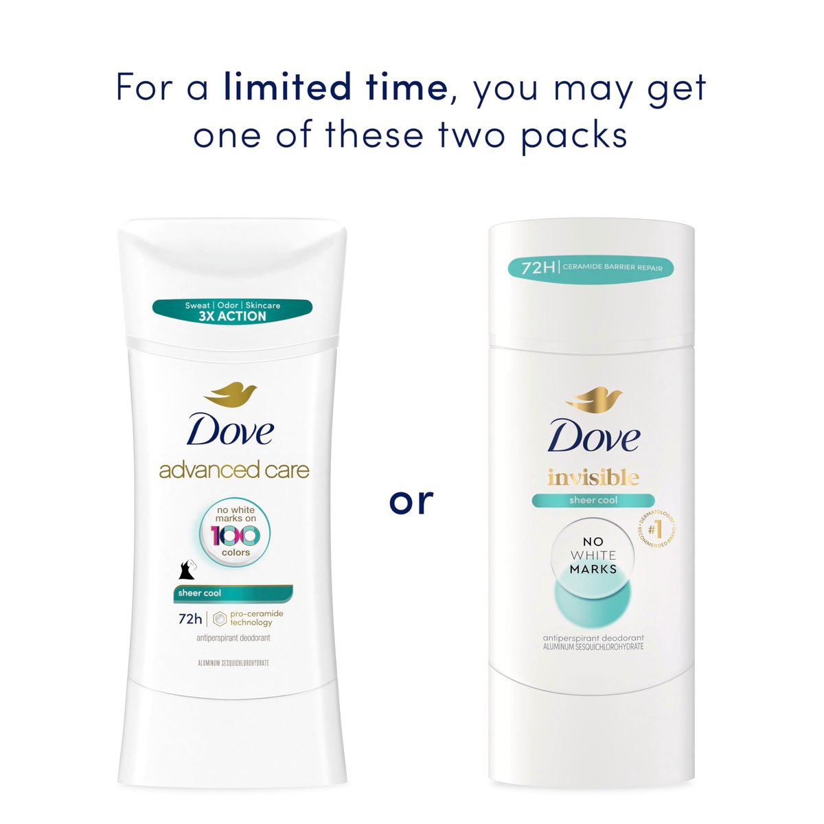 Dove Advanced Care Antiperspirant Deodorant for Women, Sheer Cool, 72-Hour Sweat and Odor Protection, 2.6 oz - görsel 5