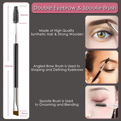 KINGMAS 5-Piece Eyebrow Brush & Eyelash Separator Set - Steel Mascara Comb, Lash Spoolie, Eyeliner Brush & Brow Comb - Professional Eye Makeup Tools (Black, Nylon)