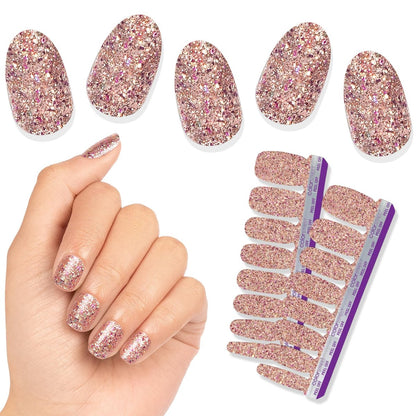 Color Street Tokyo Lights Nail Strips - Glitter Finish with Pink, Gold, Fuchsia & Holographic Sparkle - 16 Double-Ended Nail Polish Strips for Easy Application Avelisse