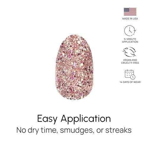 Color Street Tokyo Lights Nail Strips - Glitter Finish with Pink, Gold, Fuchsia & Holographic Sparkle - 16 Double-Ended Nail Polish Strips for Easy Application Avelisse