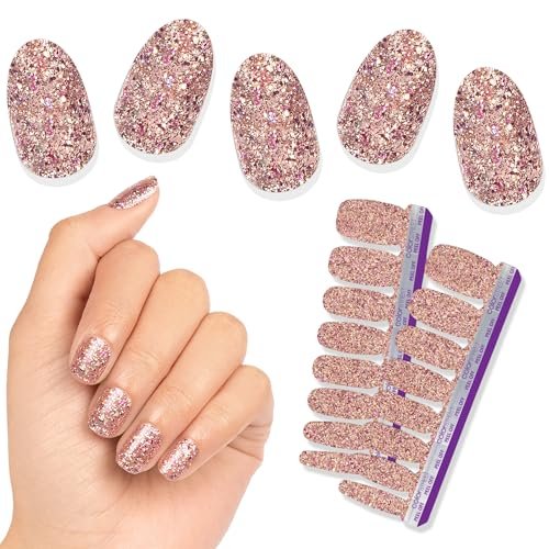Color Street Tokyo Lights Nail Strips - Glitter Finish with Pink, Gold, Fuchsia & Holographic Sparkle - 16 Double-Ended Nail Polish Strips for Easy Application Avelisse