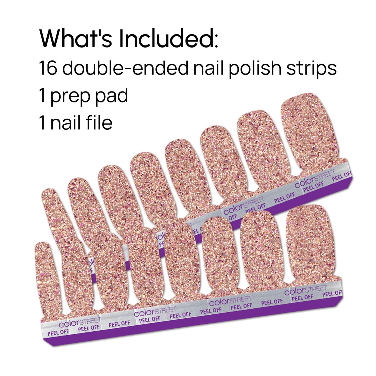 Color Street Tokyo Lights Nail Strips - Glitter Finish with Pink, Gold, Fuchsia & Holographic Sparkle - 16 Double-Ended Nail Polish Strips for Easy Application Avelisse