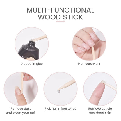 Rolabling 5-Pack Orange Wooden Cuticle Pusher Sticks – Non-Toxic, Skin-Safe Nail Tool for Manicure, Pedicure & Rhinestone Picking