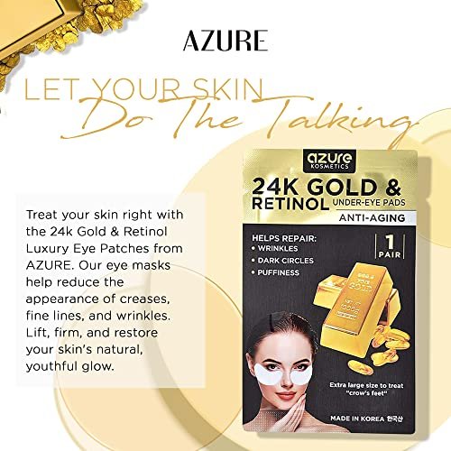 Azure Cosmetics 24K Gold & Retinol Anti Aging Under Eye Patches - Firming, Restoring & Hydrating Eye Mask for Fine Lines, Wrinkles, Dark Circles & Puffiness - Made in Korea (5 Pairs) - görsel 6