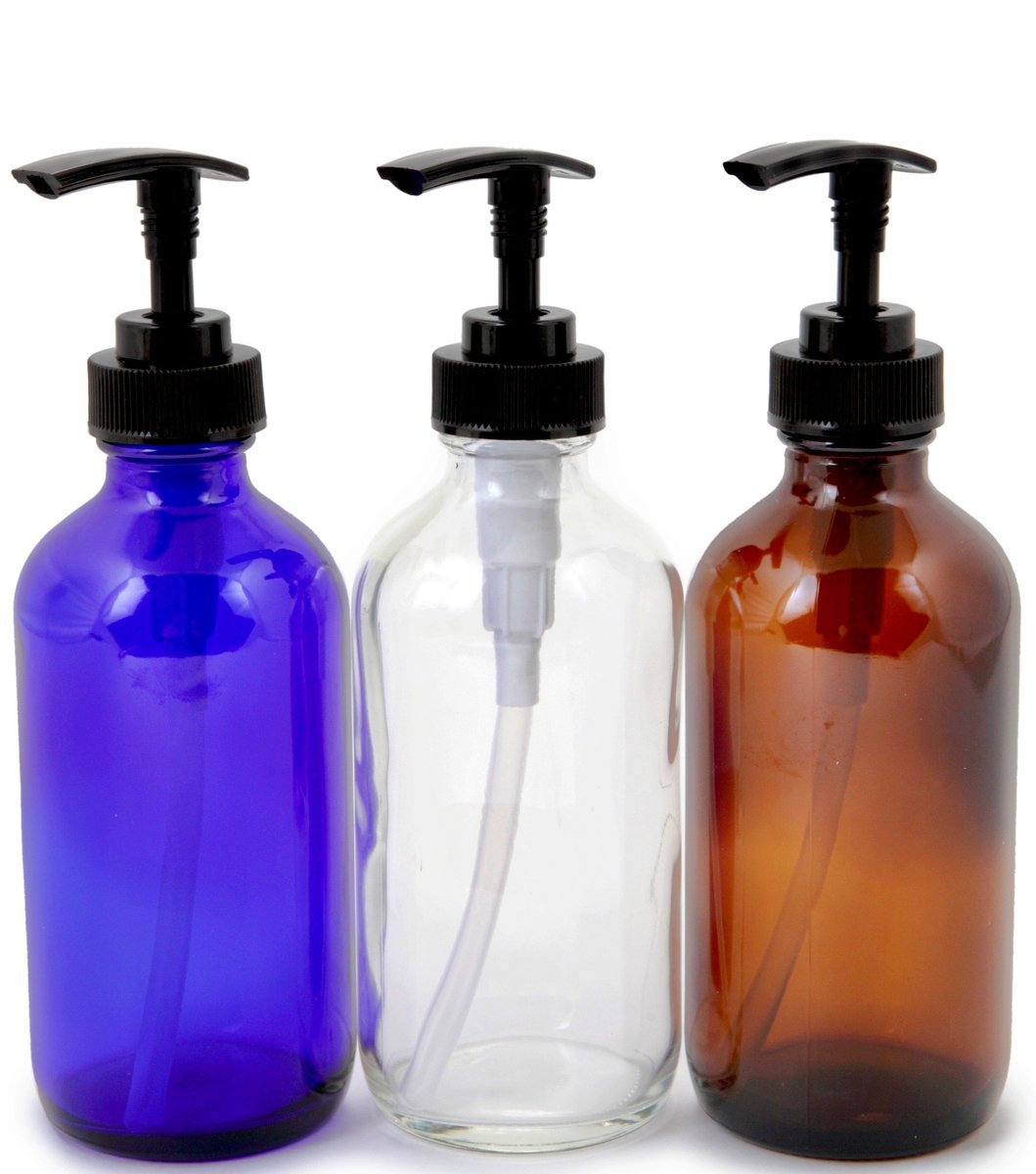 Vivaplex 8 oz Glass Bottles with Black Lotion Pumps - Set of 6, Assorted Colors - görsel 9