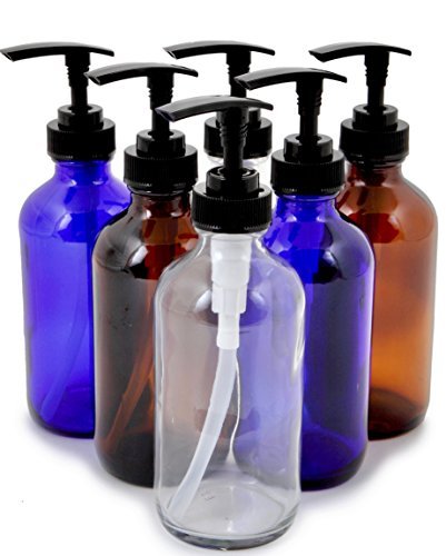 Vivaplex 8 oz Glass Bottles with Black Lotion Pumps - Set of 6, Assorted Colors - görsel 2