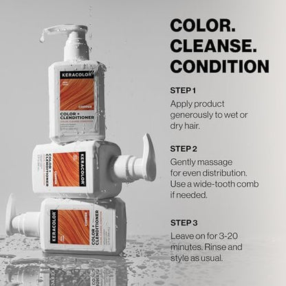 Keracolor Clenditioner COPPER Hair Dye - Semi Permanent Hair Color Depositing Conditioner, 12 Fl. Oz. Avelisse